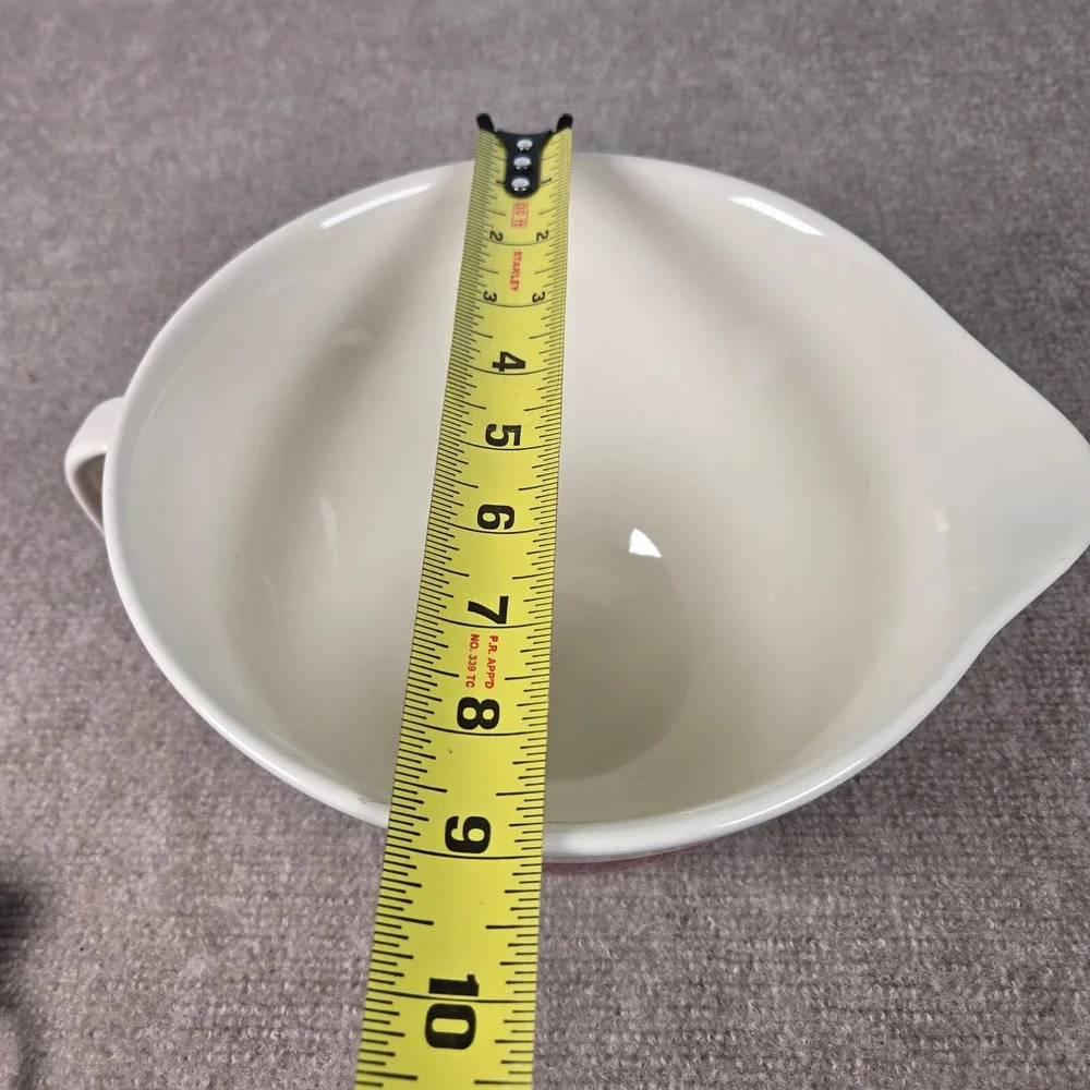 The Bake Shop by Masterclass Christmas Tree Batter Bowl Red White Ceramic 3 Qt